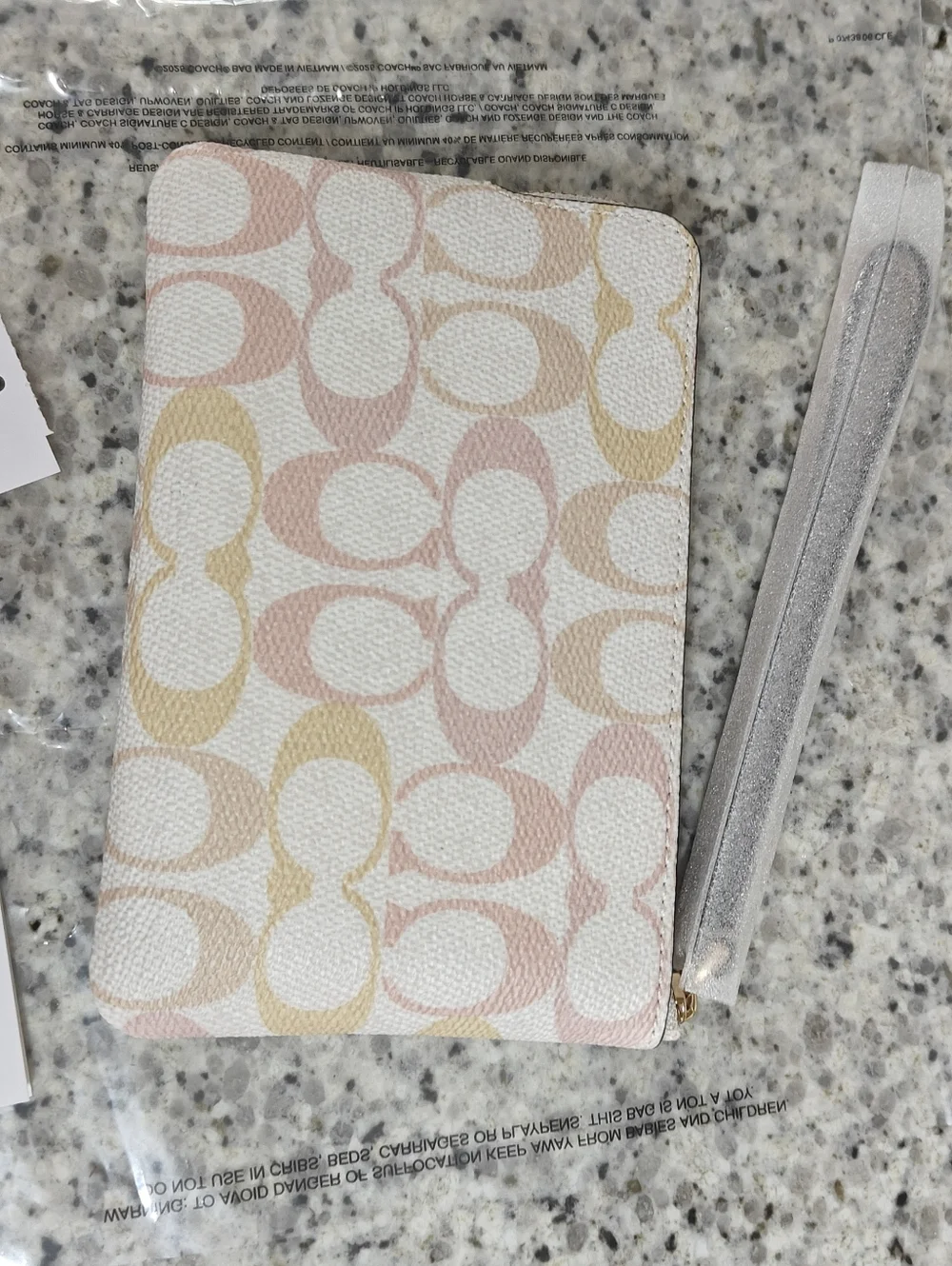 Coach Corner Zip Wristlet In Pretty Signature Canvas (Gold, pink, chalk white) - Picture 5 of 8